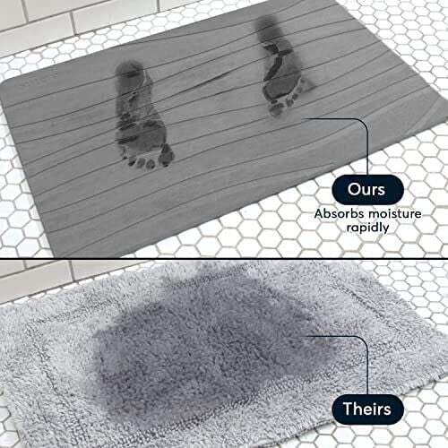 SUTERA - Stone Bath Mat, Diatomaceous Earth Shower Mat, Non-Slip