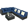 thumbnail image 3 of Patiojoy 7-Piece Patio PE Rattan Sectional Sofa Furniture Set Wicker Sofa Conversation Set Navy, 3 of 5
