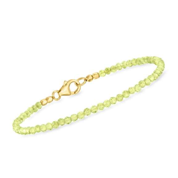 Ross-Simons 11.00 ct. t.w. Peridot Bead Bracelet in 18kt Gold Over Sterling, Women's, Adult