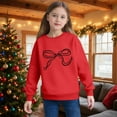 thumbnail image 5 of SERTG Girls Cute Bow Print Blouse Long Sleeve Round Neck Shirts Kids Spring Fall Casual Everyday Festival Pullover Top(Red,2-3 Years), 5 of 7