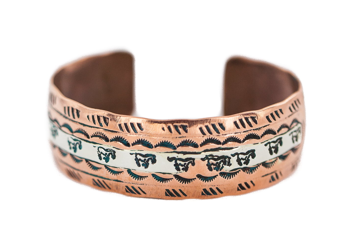 Certified Authentic Navajo .925 Sterling Silver Horse Handmade Native  American Pure Copper Bracelet