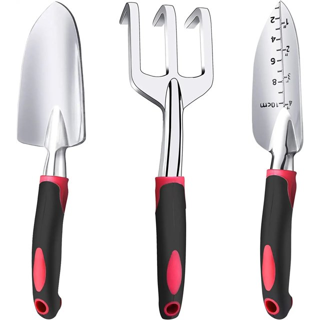 Juego de herramientas de jardín - Kit de jardinería resistente de aleación de aluminio - Juego de herramientas con mango ergonómico, guantes y bolsa - Regalos de jardinería ideales para hombres y