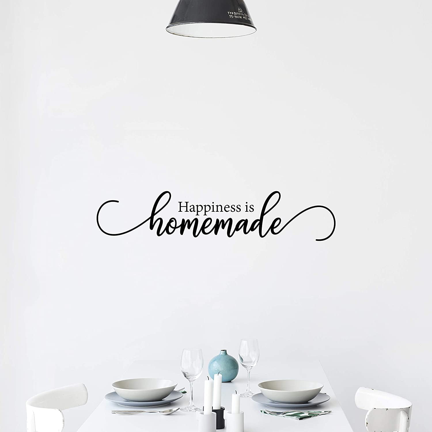 QTH Large Happiness is Homemade Wall Decals for Bedroom Family Decal Quote Word Sayings Sticker Sign Family Decor Removable Vinyl for Living Room Home 32x7 Inches