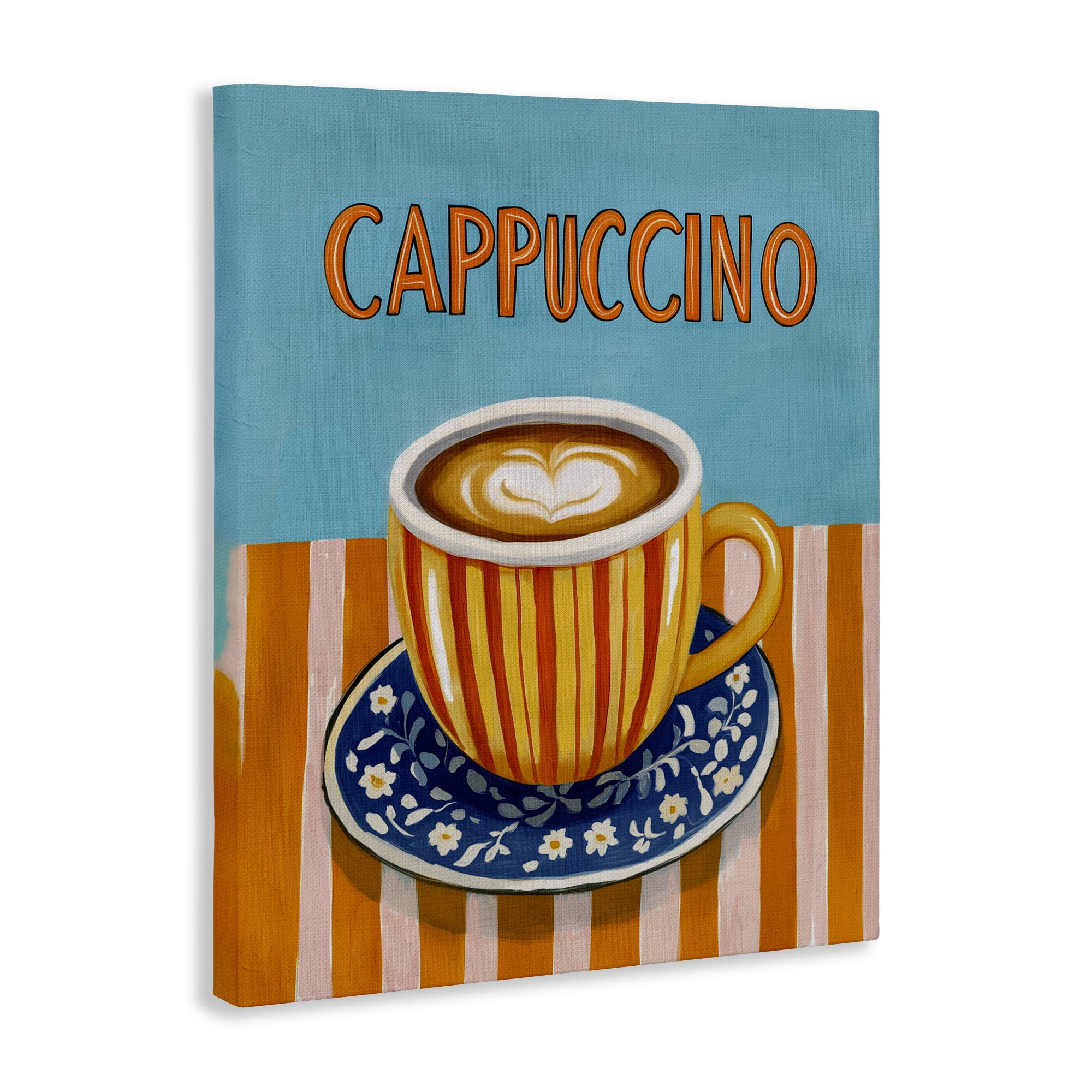 Stupell Industries Cappuccino Stripes Blue & Orange Canvas Wall Art, design by Yen