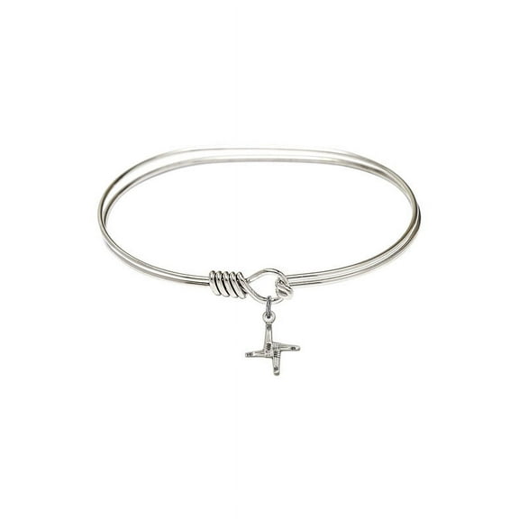 7 inch Oval Eye Hook Bangle Bracelet w/ St. Brigid Cross in Sterling Silver