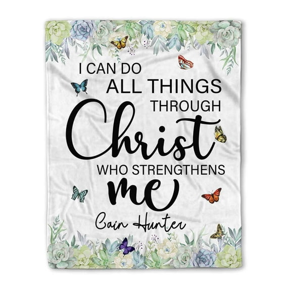 Customizaholic Christian Blanket, Custom Name Blanket, Scripture Blanket, Bible Verse Blanket, Jesus Blanket