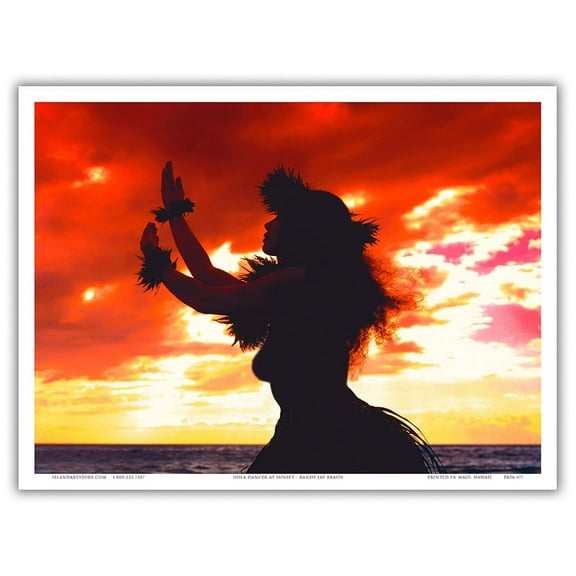 Hula Dancer at Sunset - From an Original Color Photograph by Randy Jay Braun - Master Art Print (Unframed) 9in x 12in