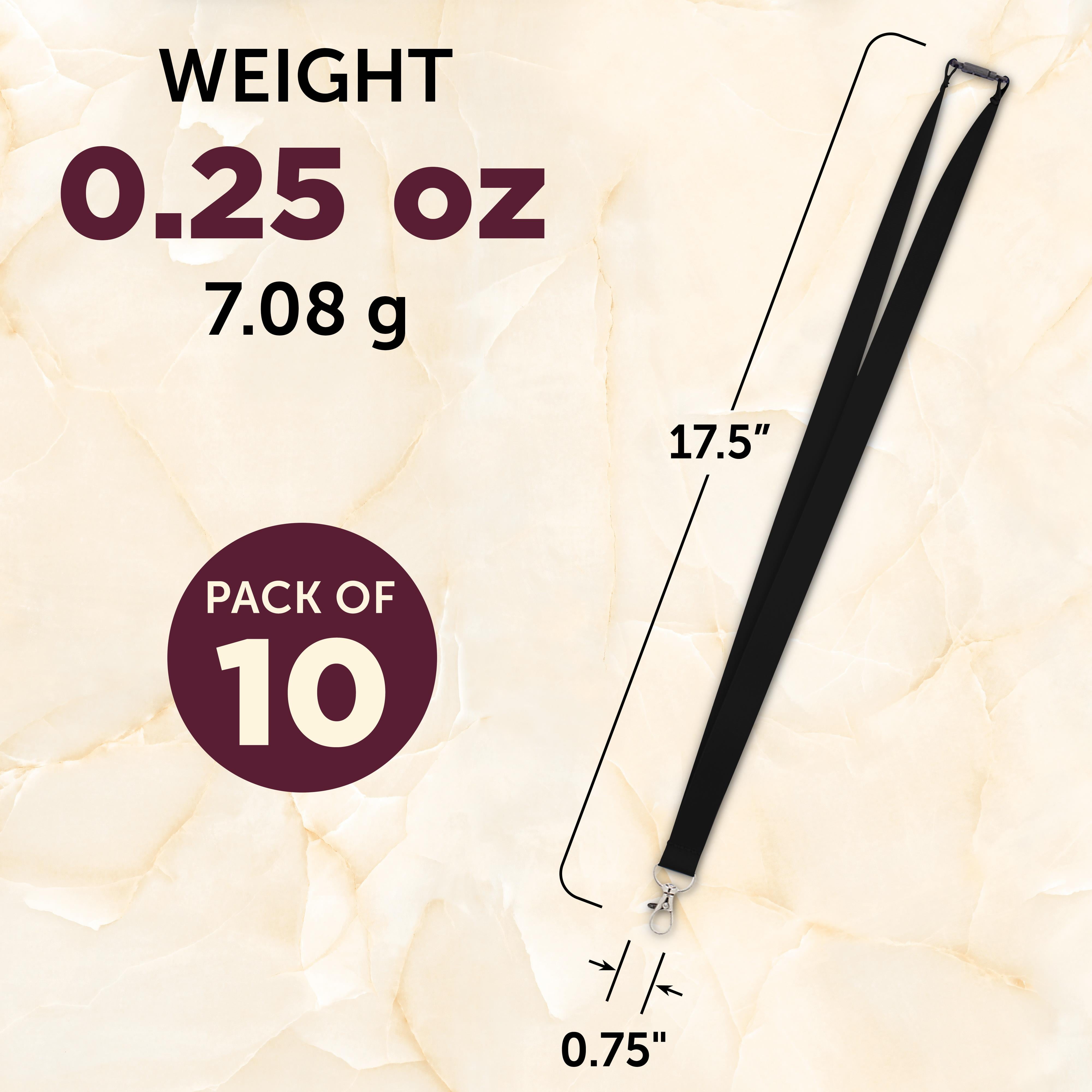 Pop Nylon Lanyards with Snap and Lobster Clip Set of 10, Bulk Pack - Perfect Item to Give to Employees, Students or Even to Sport Fans - Black