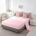 thumbnail image 5 of Homewish Vintage Grid Pattern 7pcs Bedding Comforter Set,Geometric Checkered Plaid Queen Bedding Sets,Pink Minimalsim Queen Sheet Sets For Girls Boys,Luxury Bedroom Decor Reversible, 5 of 8