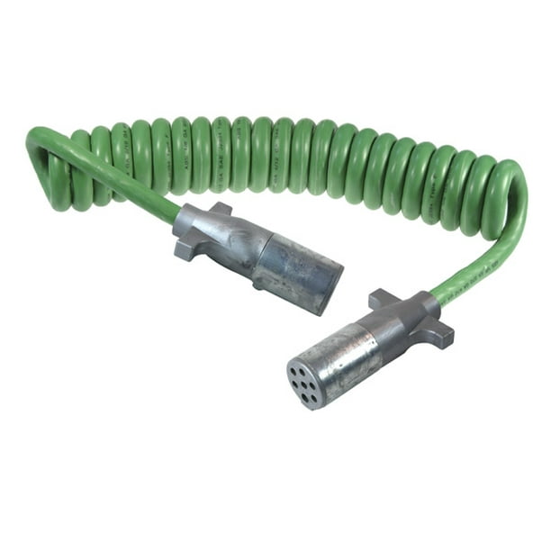 Grote 87100 Trailer Wiring, Coil Cord, 12', Green, ABS, 1/8, 2/10, 4/