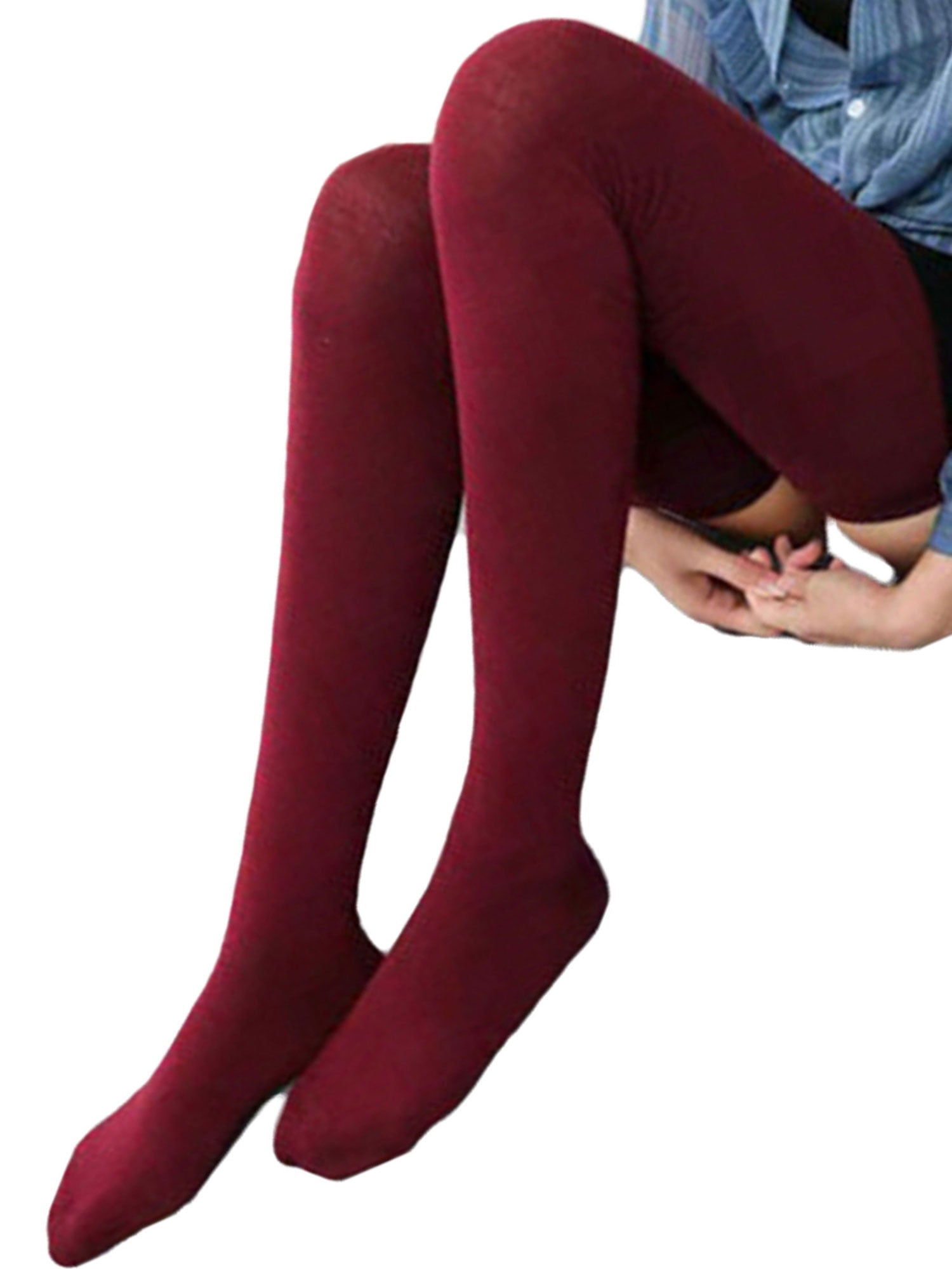 Over Knee Plain Cotton Thigh High 