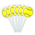 thumbnail image 1 of Cartoon Tennis Ball Cupcake Picks Toppers - Set of 6, 1 of 1