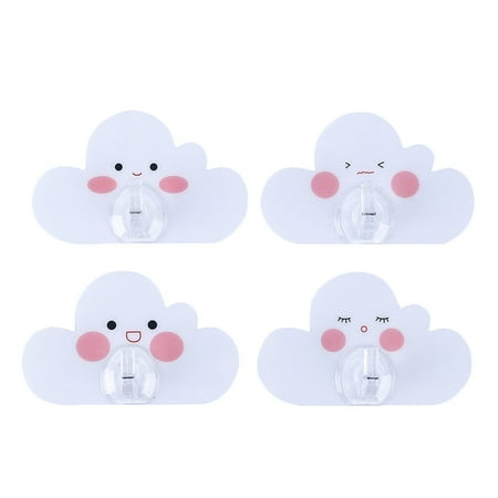 

HOMEMAXS 4PCS Strong Sticky Wall Hooks Cloud Shape Punch Free Creative Durable Hangers for Bedroom Living-room
