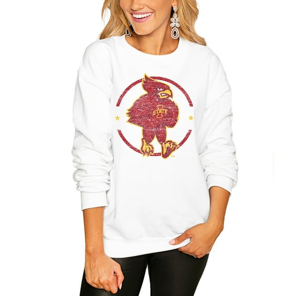 Women's Gameday Couture White Iowa State Cyclones End Zone Oversized Sweatshirt
