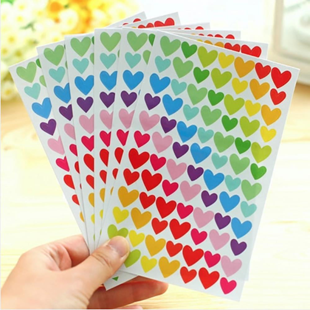 6-sheet Rainbow Color dots stars Hearts Scrapbook Deco Craft Stickers Sticker 