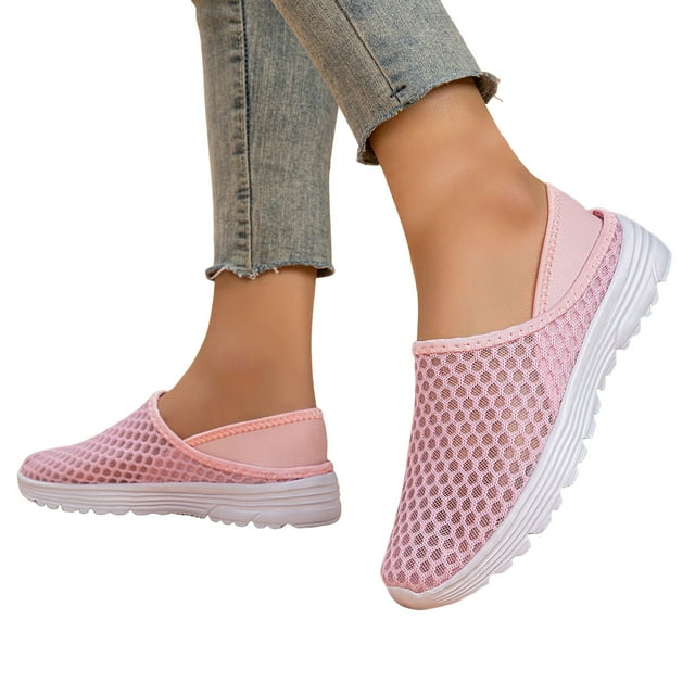 Womens Slip on Sneakers Breathable Mesh Mules Comfort Outdoor Backless Clogs Driving Sandals Walking Shoes