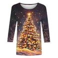 thumbnail image 5 of 3/4 Sleeve Blouses For Womens Crew Neck Tops Christmas Tree Graphic Blouse Comfort Casual Christmas Elements Sweatshirt Casual Tops Comfy Fall Fashion Outfits Winter Clothes, 5 of 5