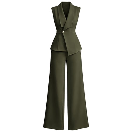 GILIGEGE Women 2 Piece Suit Set Pant Suits for Women Sleeveless Blazer Vest Wide Leg Pantsuit Sets Two Piece Outfit Professional Office Work Pantsuits Set Business Casual Blazer Sets Green 2XL GILIGEGE Women 2 Piece Suit Set Pant Suits for Women Sleeveless Blazer Vest Wide Leg Pantsuit Sets Two Piece Outfit Professional Office Work Pantsuits Set Business Casual Blazer Sets Green 2XL