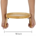 thumbnail image 4 of Bamboo Foldable Sofa Armrest Tray Table - Space-Saving Clamp-On Snack Holder for Remote, Coffee, Phone - No Assembly Required, Fits Round/Square Arms, 9.84 Inch Diameter, Ideal for Small Spaces,, 4 of 6