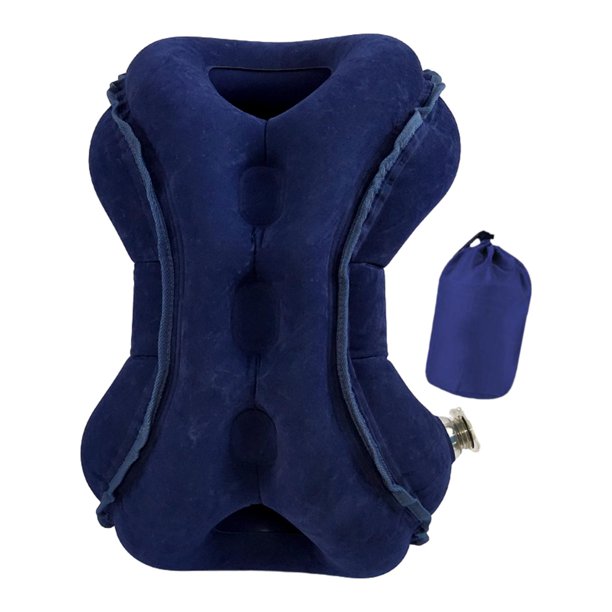 Almohada de viaje inflable Yuyangstore cómoda Almohada para el cuello Azul con bolsa