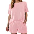 thumbnail image 1 of Conjunto de 2 piezas para mujer: top de cuello redondo y manga corta y pantalones cortos holgados, 1 of 7