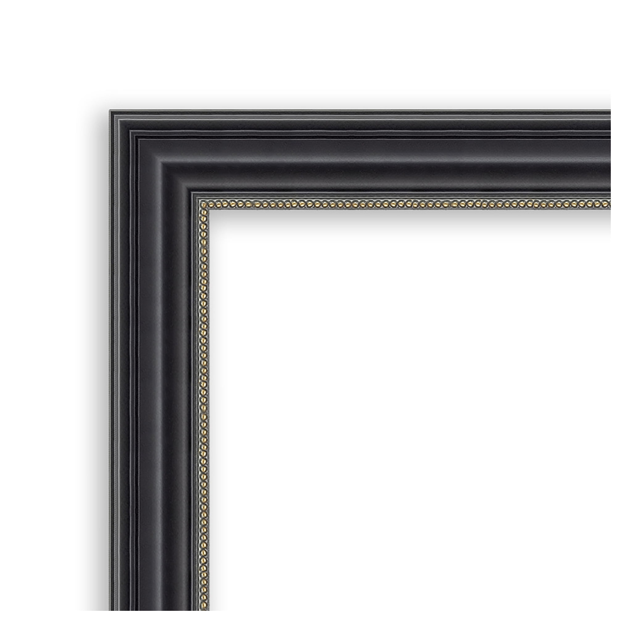 Amanti Art White Cork Board Wood Framed Stylish Black Bulletin Board 32 in. x 14 in.