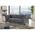 thumbnail image 2 of RN Furnishings Chesterfield  89" Button Tufted Velvet Fabric Sofa-Gray, 2 of 5