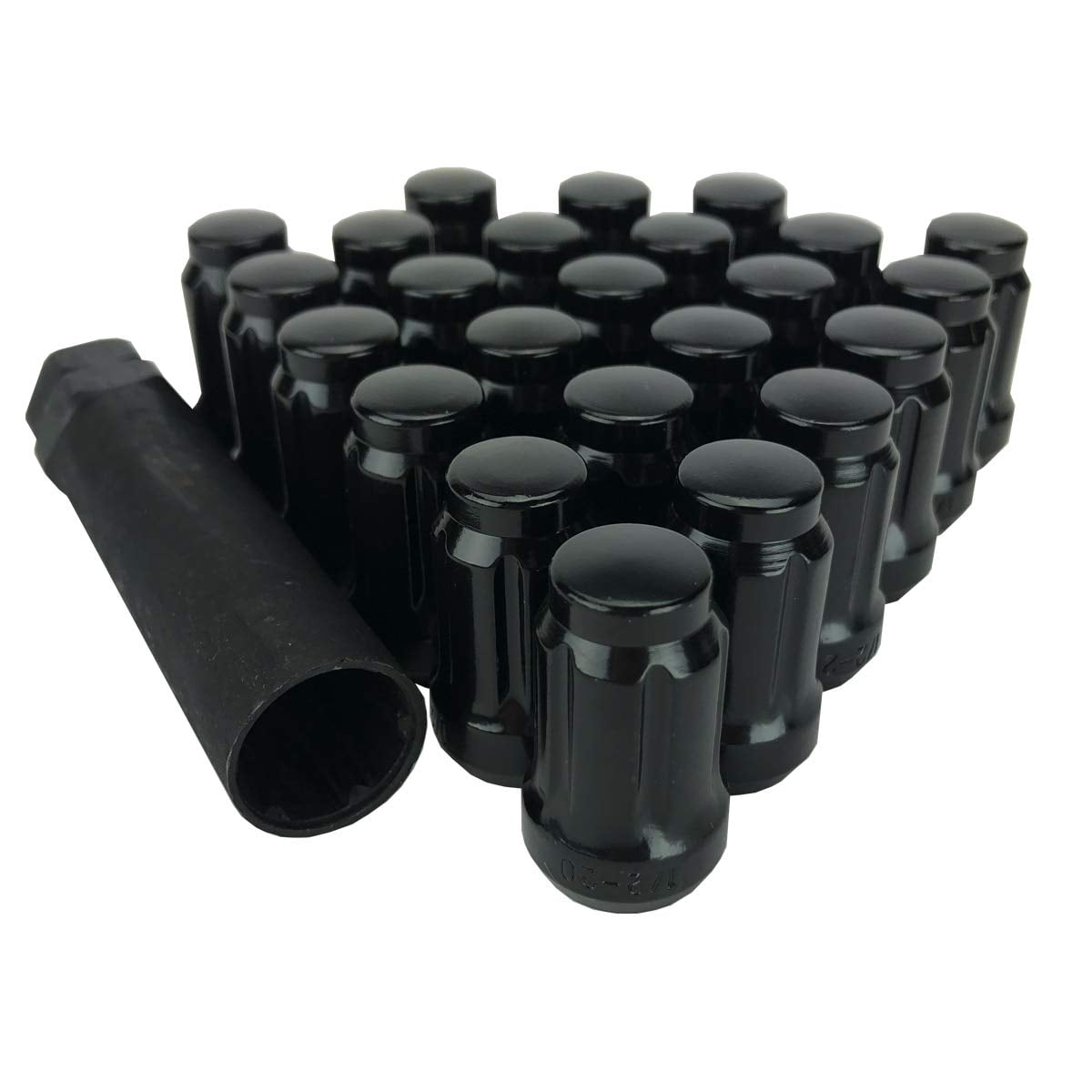 Coyote Automotive (24) 1/2" Lug Nuts Black 6 Spline Closed End 1/2x20