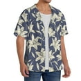 thumbnail image 2 of Pofeuu Lilies Flowers Print Mens Casual Short Sleeve Shirts Beach Summer Spread Collar Pocket Tops Men's Casual Short-sleeved Shirt-XX-Large, 2 of 5