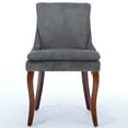 thumbnail image 2 of 2 Modern Living Room Dining Chairs, Double-layer Cushioned Chenille With Mid Back And Legs - Gray 2 Double-layer Upholstery, Curved Wood For A Classy Area, 2 of 7