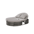 thumbnail image 5 of Outdoor Patio Round Daybed, Sun Bed with Adjustable Backrests and Foldable Cup Trays, Reclining Outdoor Lounger Wicker Rattan Patio Daybed with Cushions and Pillows for Backyard Poolside, 5 of 6