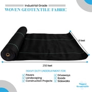 Super Geotextile Woven Geotextile - Commercial Grade Driveway and Road Fabric for Separation and Stabilization - Heavy Duty Underlayment - 50 Year Fabric 6 x 250