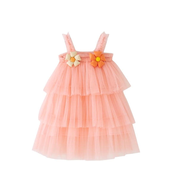 IFNWSV Dresses Girls Sleeveless Round Neck Solid Color Tulle Blend Dress Knee Length 3 Years