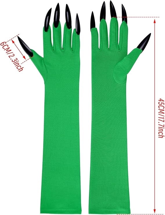 Halloween Claw Gloves with Long Fake Nails for Costume Parties and Stage Performances