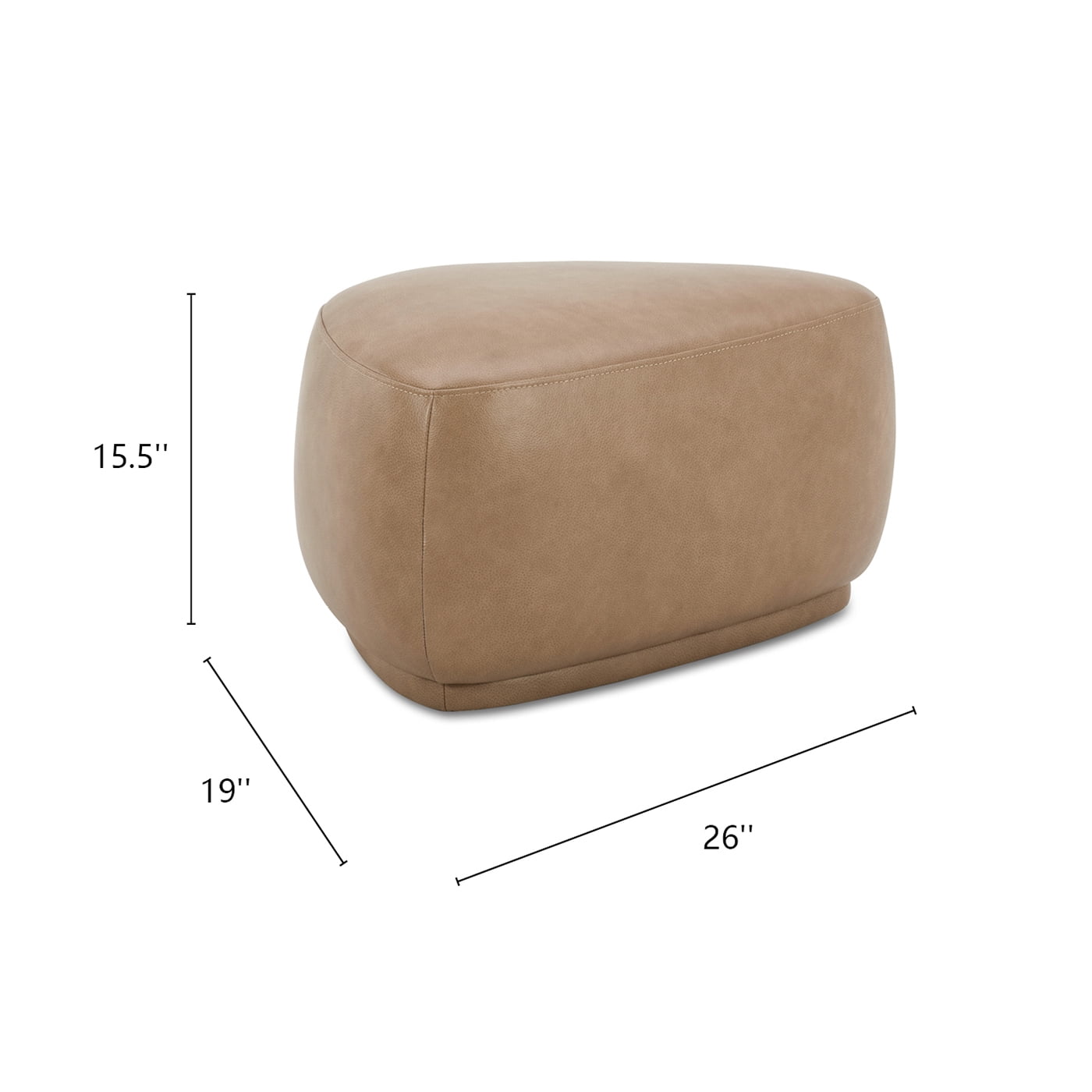 Pebble 26" Rounded Triangle Cocktail Ottoman Tuscan Tan Brown