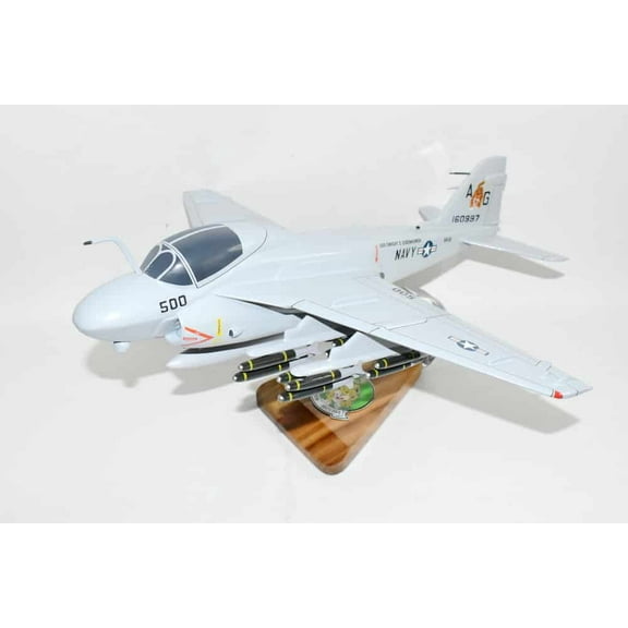 VA-65 Fighting Tigers (1980) A-6 Intruder Model, 1/36th Scale, Mahogany, Navy