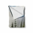 thumbnail image 2 of Forest Soft Flannel Fleece Throw Blanket, Fir Trees on Meadow Between Hillsides Conifer Woodland in Fog Before Sunrise, Cozy Plush for Indoor and Outdoor Use, 70" x 90", White Green, by Ambesonne, 2 of 6