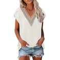 thumbnail image 5 of EDHITNR Women Clothing Women Summer V-Neck Short Sleeve Tops Solid Casual T-Shirt Blouse, Sizes S-2XL, 5 of 5