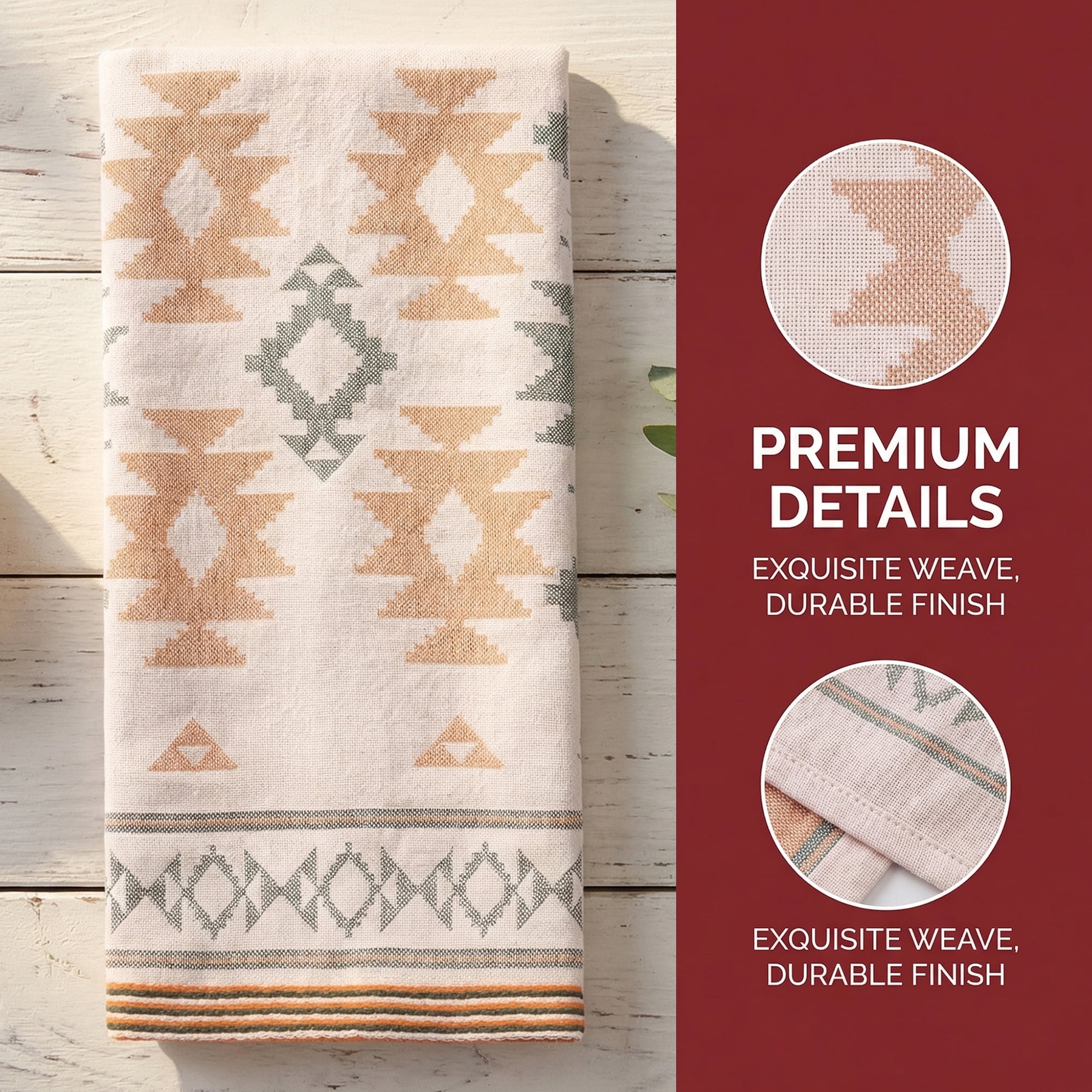 Unique Bargains Boho Cotton Cute Pattern Soft Absorbent Towel Green 1pc