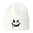 thumbnail image 2 of IYYVV Unisex Halloween Beanie Hat Pumpkin Ghost Skull Knit Cap | Funny Prints, Knit for Fall Winter White, 2 of 7
