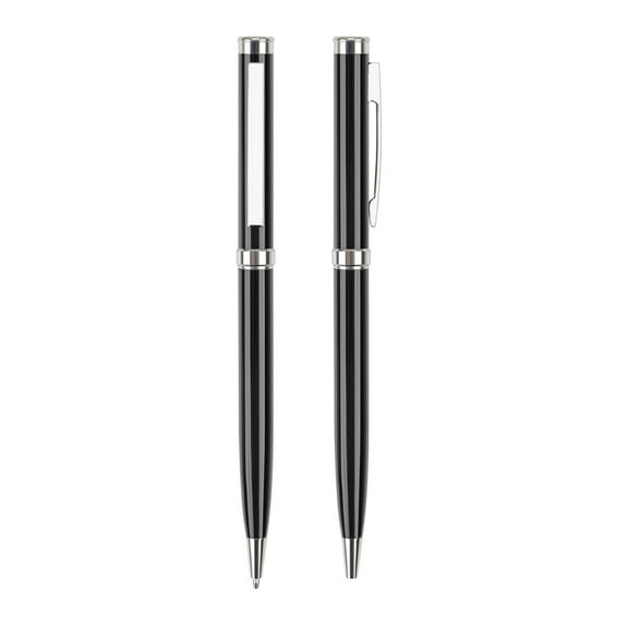 1 Pair Men Gel Pens 0.5mm Metal Twist Pen Quick Dry Black Ink Smooth Tip for Doodling Drawing Painting