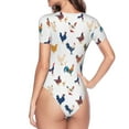thumbnail image 4 of Naloa Various Rooster Women's Short-Sleeved Onesie, One-Piece Swimsuit for Parties, dates, clubs - Medium, 4 of 9