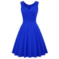 thumbnail image 2 of Fartey Womens Sleeveless Wrap Dresses Elegant V-Neck Cocktail Swing Dress 1950s Wedding Semi Formal Party Rockabilly Evening Prom Dress Blue S-2XL, 2 of 6