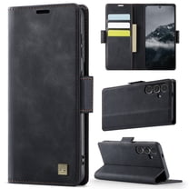 Decase Premium Magnetic Flip Wallet Case with RFID Blocking Card Slots Durable TPU Shell Kickstand Phone Protective Cover,Luxury PU Leather & TPU Material Shockproof Case for Samsung Galaxy S24,Black