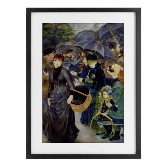 The Umbrellas Renoir Black Framed Print Under Glass, design by Masters Collection