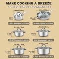 thumbnail image 2 of Juegos de utensilios de cocina Cook N Home, 12 piezas de ollas y sartenes básicas de acero inoxidable, color plateado, 2 of 5