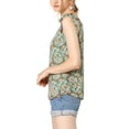 thumbnail image 5 of DARING DIVA Women's Floral Sleeveless Bow Tie Decor Tank Tops Blouse S Green, 5 of 7