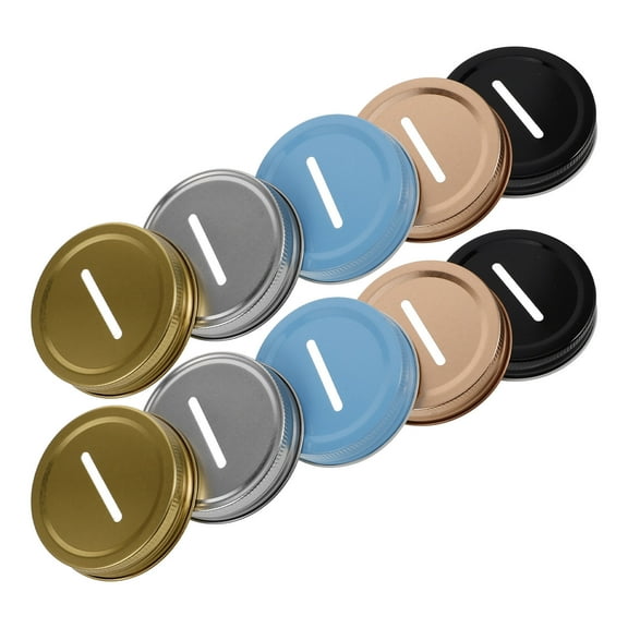 Amosfun Mason Jar Fittings Jar Lid Gold 10Pcs with Regular Mouth Design