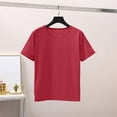 thumbnail image 4 of Hot Sales LSONABXA Saving $5 Womens T Shirt Short Sleeve Workout Tops Solid Color T Shirts Loose Fit Crewneck Basic Tee Summer Top D, 4 of 5