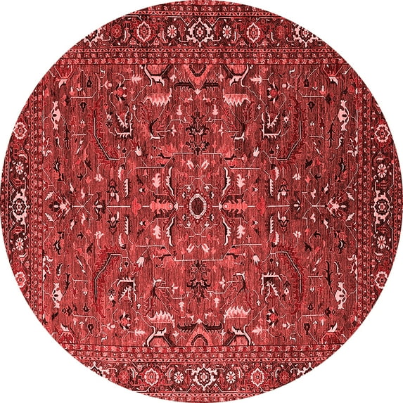 Ahgly Company Indoor Round Oriental Red Traditional Area Rugs, 7' Round